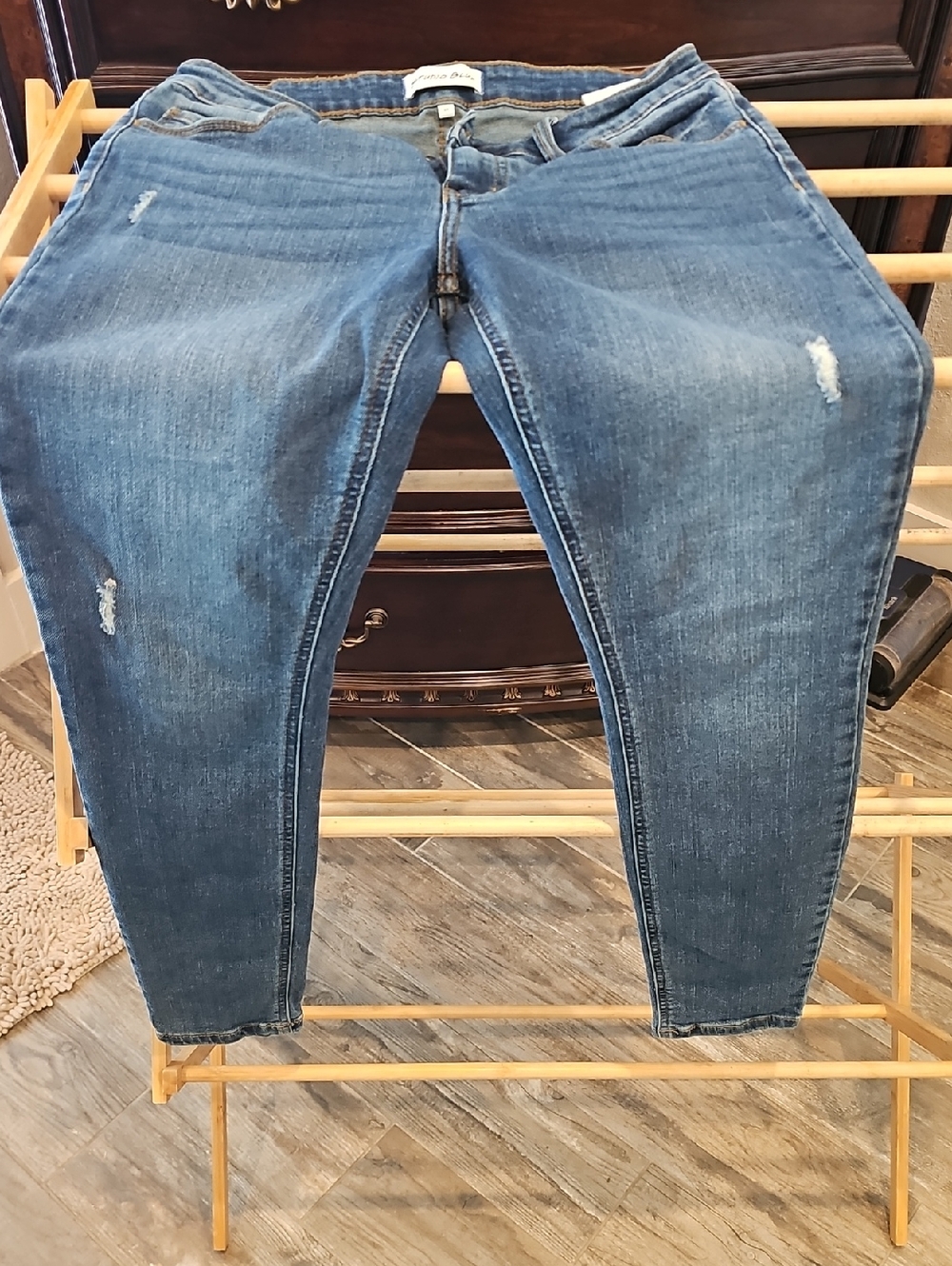 Studio Blue Medium Wash Denim Jeans with Golden Stitching